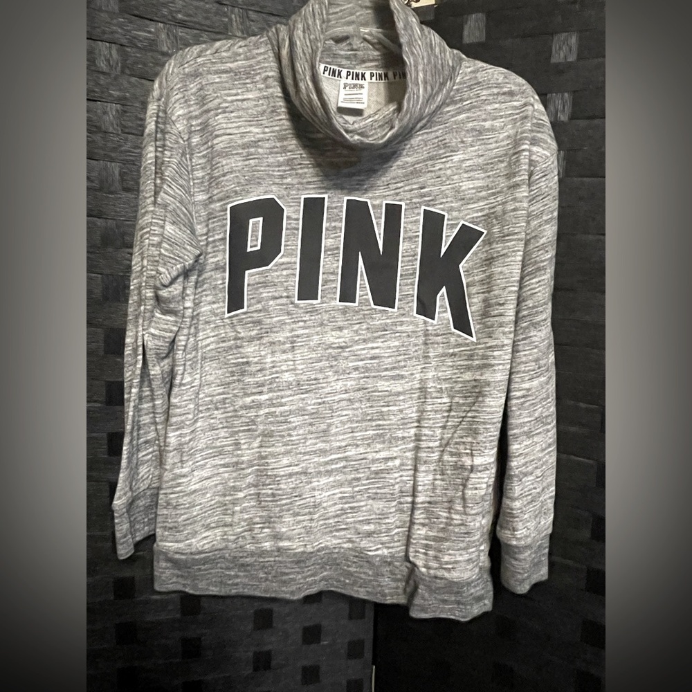 PINK Victoria's Secret Heathered Gray Cowl Neck Sweater